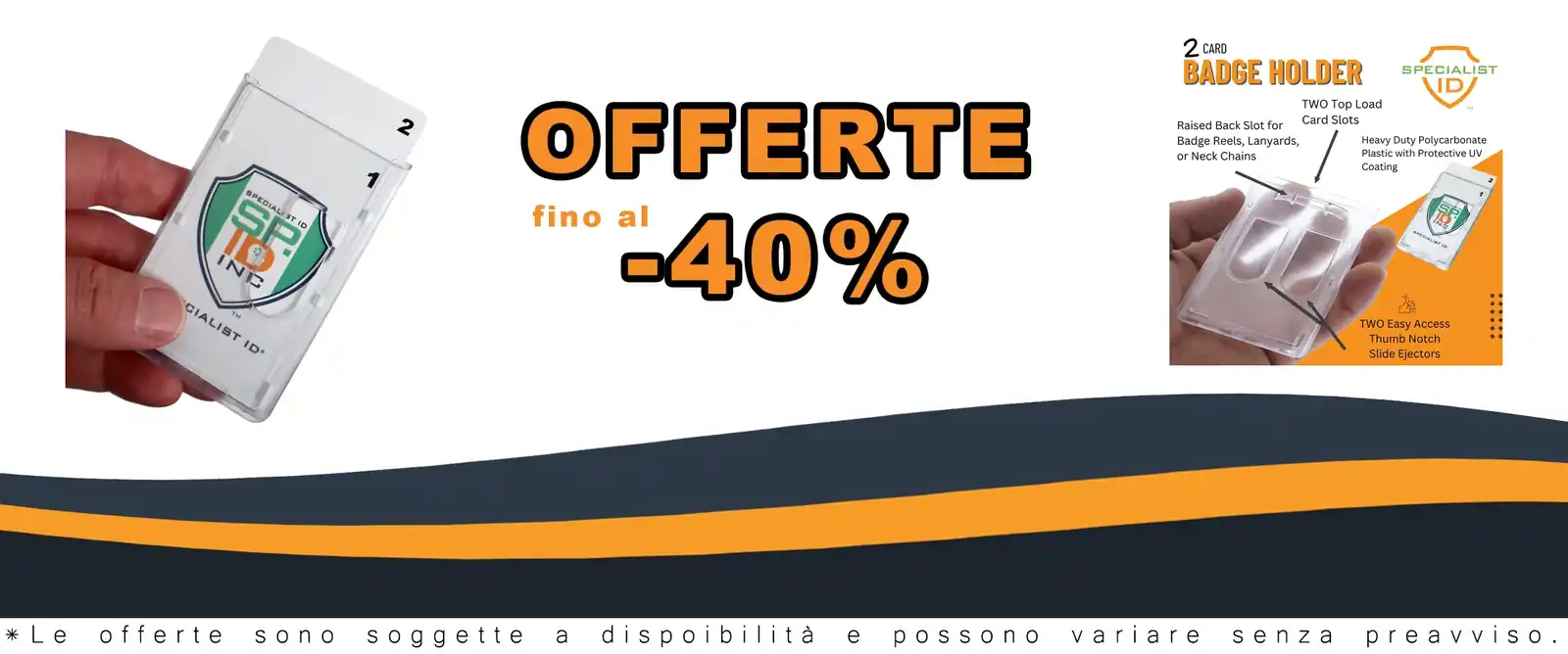 Holder per badge doppia faccia 2 pack polycarbonate