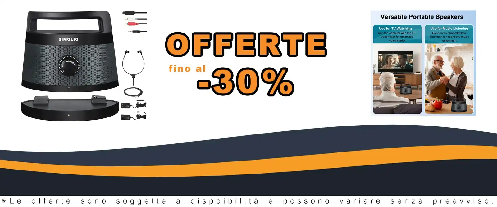 Parlante wireless per TV con connessione Ottico/RCA/AUX