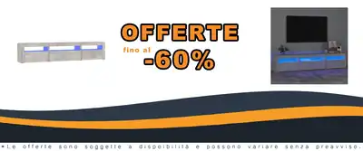 VitaXL TV Stante Con Luci LED Grigio Conca 195x35x40 cm
