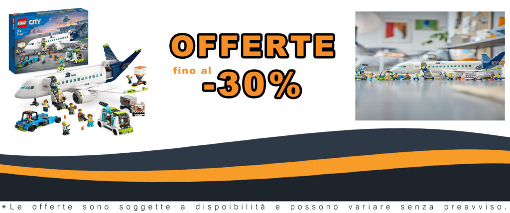 LEGO City Aereo Passeggeri 60367 con minifigure e veicoli dell’aeroporto - Offerte e sconto disponibili.