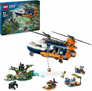 LEGO City Elicottero dell’Esploratore nella Giungla con animali e campo base