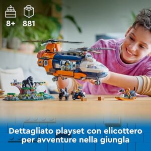 LEGO City Elicottero dell’Esploratore nella Giungla con animali e campo base