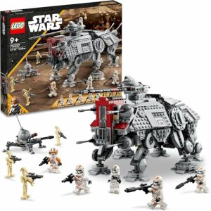 LEGO Star Wars Walker AT-TE, set da costruzione con gambe snodabili, minifigure e droidi inclusi, idea regalo per appassionati di Star Wars.