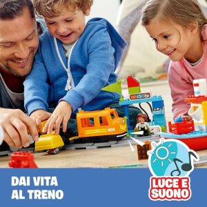 LEGO DUPLO Il Grande Treno Merci con luci, suoni e accessori perfetti per bambini da 2 a 5 anni 