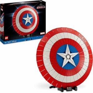 Recensione del LEGO Marvel Scudo di Captain America, kit da collezione per adulti con minifigure e martello di Thor, perfetto per fan Marvel.