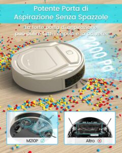 Robot aspirapolvere Lefant M210-Pro, ideale per peli di animali, tappeti e superfici dure  