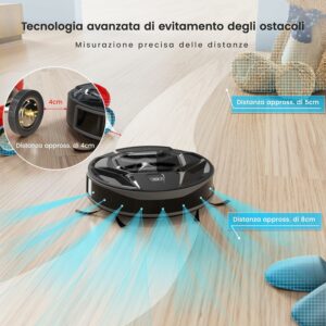 LEFANT M320 Robot Aspirapolvere nero in azione su pavimento