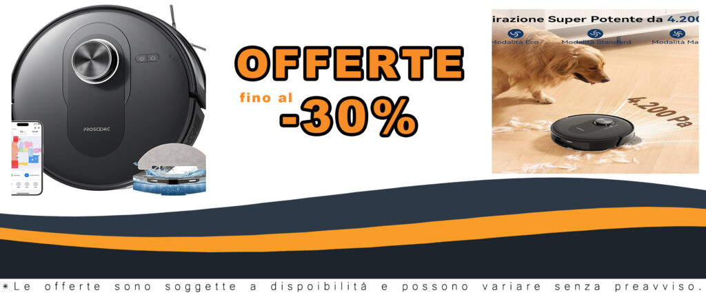Robot aspirapolvere Proscenic Q8, pulizia pavimenti e tappeti con codici sconto