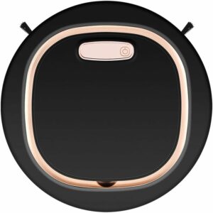 Robot aspirapolvere a batteria in azione sulla pavimentazione domestica