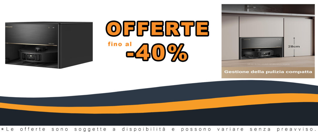 Robot aspirapolvere Dreame X40 Master con stazione base compatta e aspirazione potente
