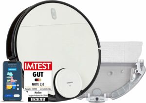 Immagine del robot aspirapolvere MEDION X40 SW con mappatura intelligente e funzione lavaggio