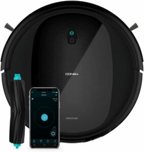 Cecotec Robot Aspirapolvere e Mop Conga Connected 4in1 in funzione, immagine del dispositivo con design elegante e pulizia impeccabile.