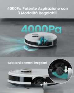 LEFANT Robot Aspirapolvere M1 con mappatura multistadio e 4000 Pa