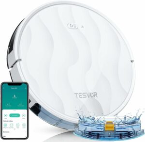 Tesvor Robot Aspirapolvere M2 in azione nella pulizia di una casa moderna