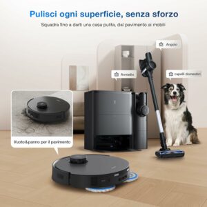 Robot aspirapolvere e lavapavimenti ECOVACS T30S COMBO COMPLETE, tecnologia avanzata, potenza 11000Pa e offerte con codici sconto e coupon.  