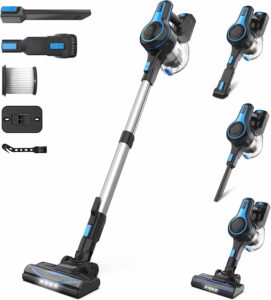 Aspirapolvere senza fili con autonomia 45 minuti, filtro HEPA, e spazzola a LED  