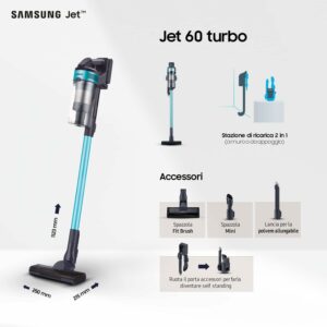 Samsung Aspirapolvere Jet™ 60 Turbo, potente e senza fili, con 40 minuti di autonomia  