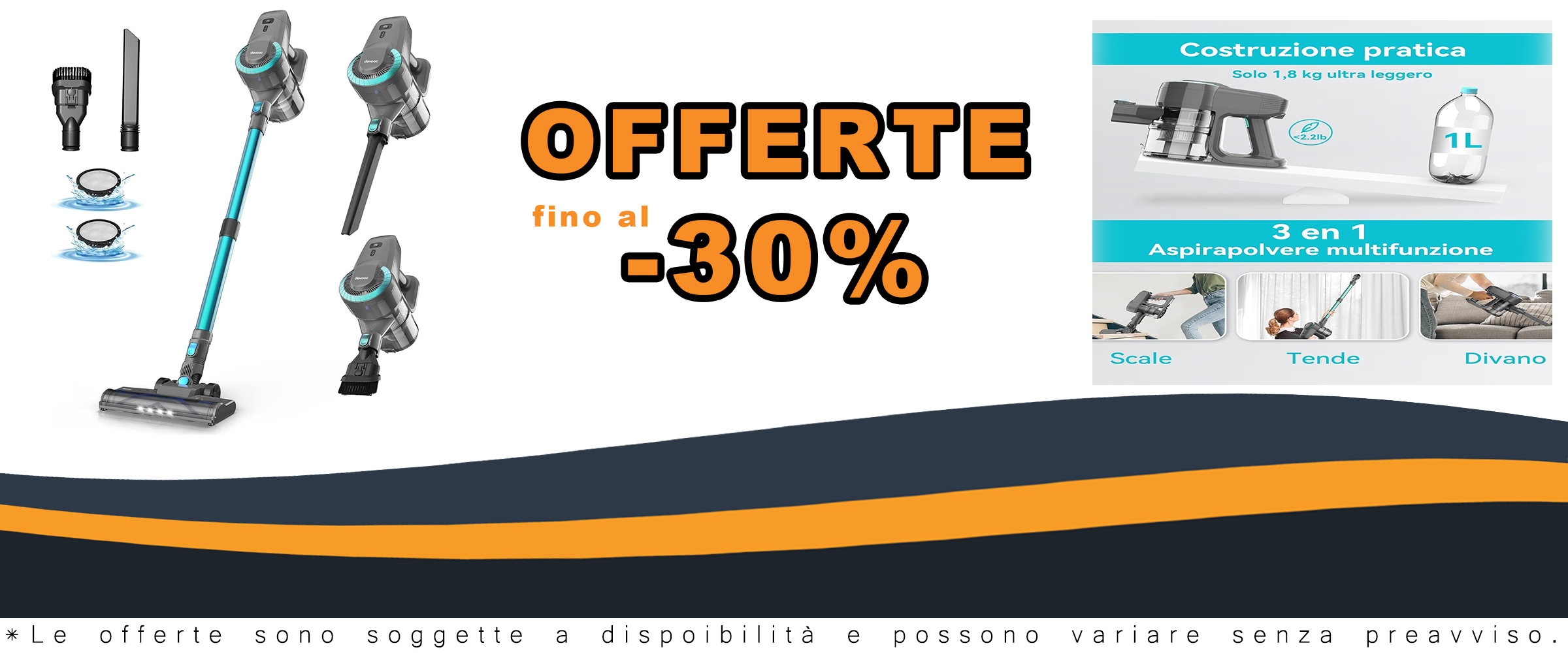 Aspirapolvere YISORA senza fili, ultraleggero e versatile 