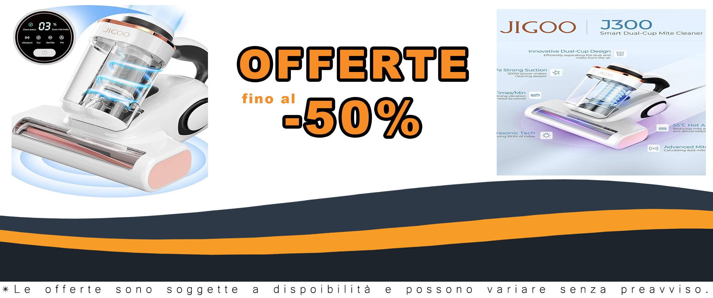 Aspirapolvere antiacaro JIGOO J300 con luce UV per materassi e tessuti  