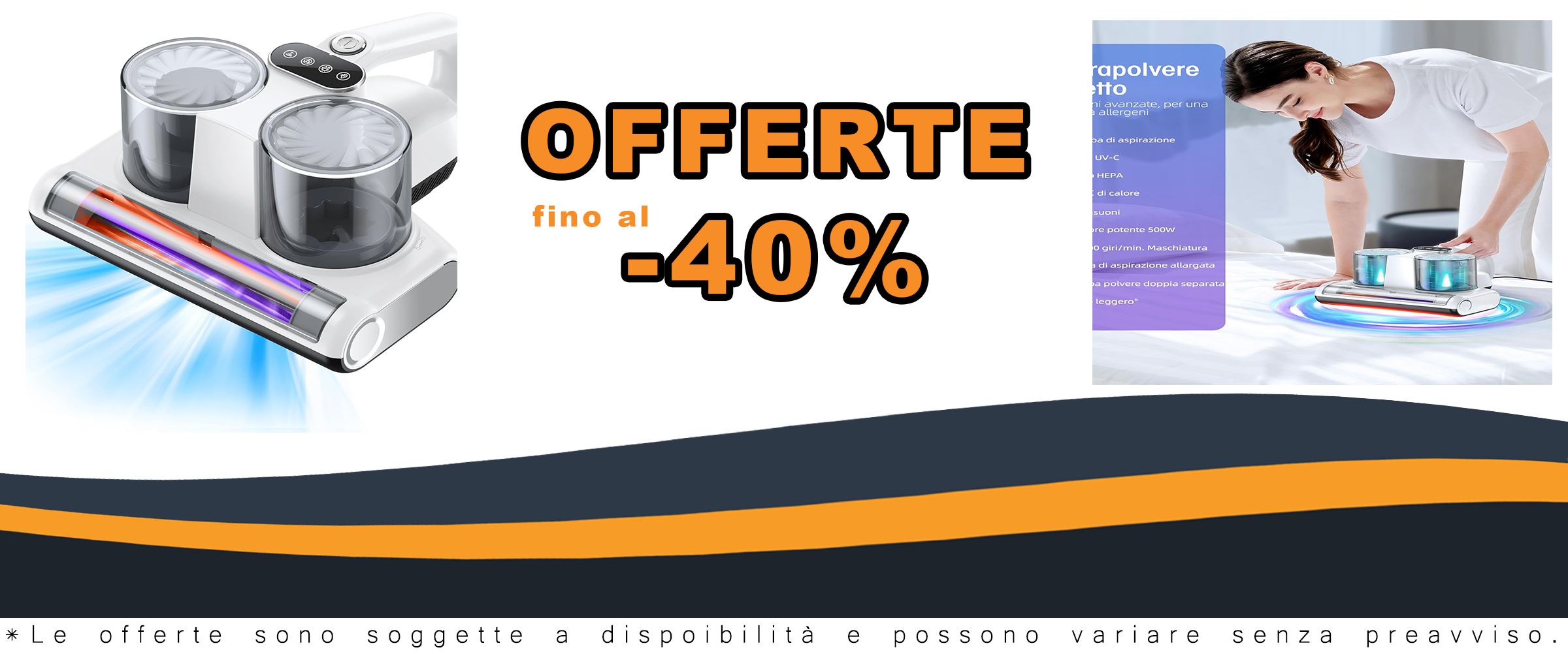 Aspirapolvere per materassi con luce UV-C, filtro HEPA e riscaldamento ultrasuoni.  
