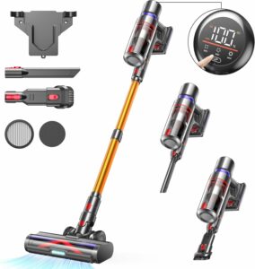 Aspirapolvere senza fili 550W&45Kpa&60Mins, ideale per pavimenti, tappeti e peli di animali, con touchscreen intelligente  
