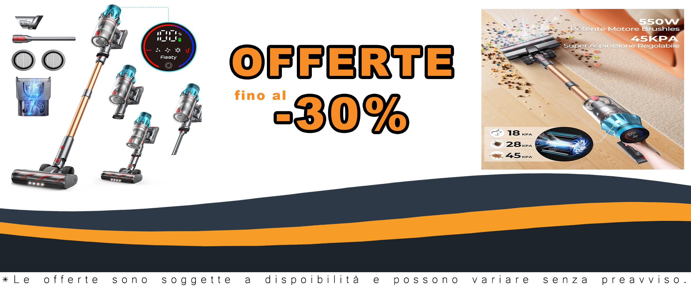 Aspirapolvere senza fili 550W con 45Kpa di potenza, display OLED e autonomia di 60 minuti, ideale per pavimenti, tappeti e superfici con pelosità  
