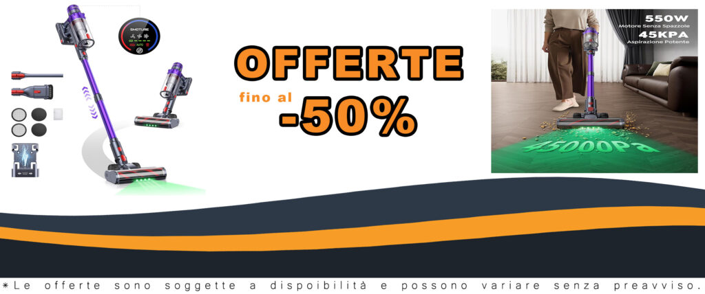 Aspirapolvere Senza Fili 550W con luce LED verde e design autoportante