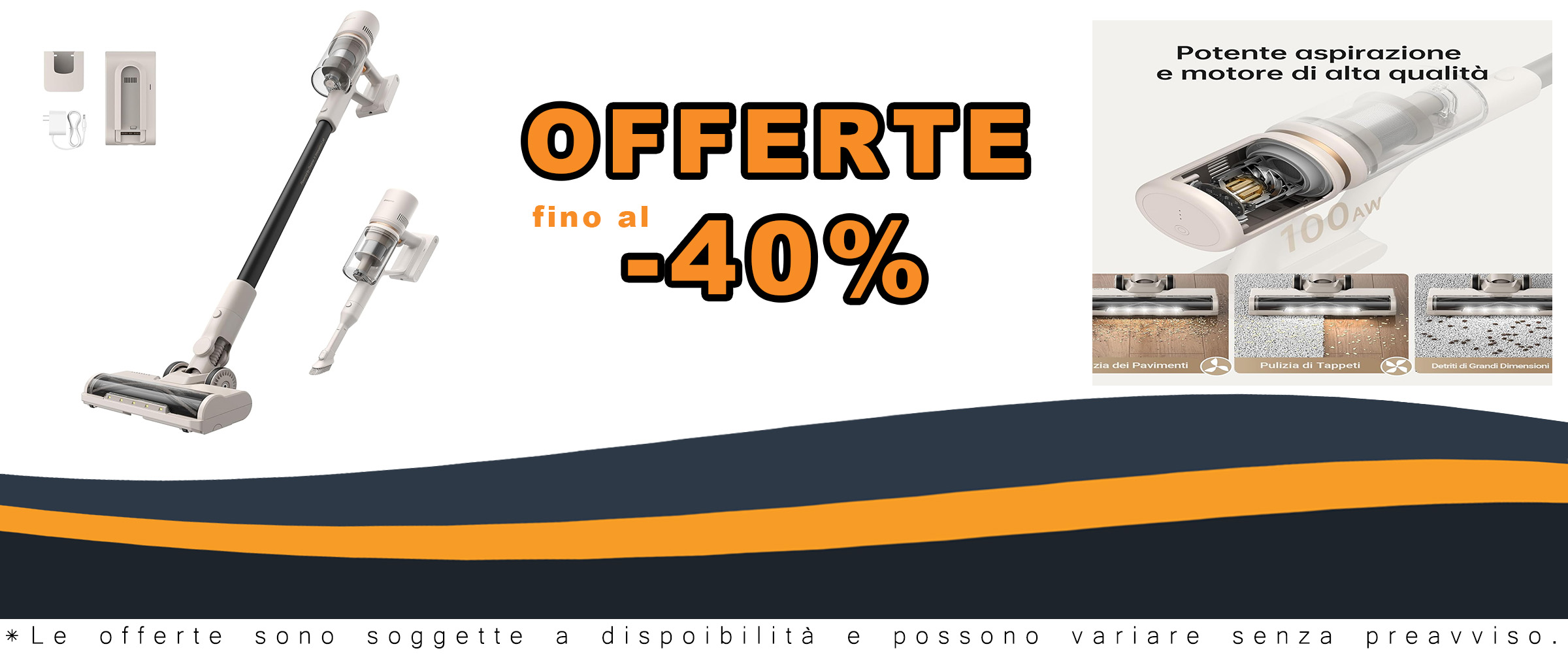 Dreame U10 Aspirapolvere Senza Fili con fari LED e batteria a lunga durata  
