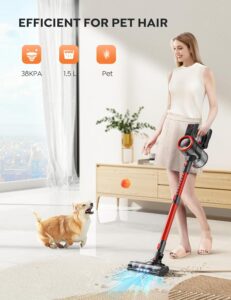 Aspirapolvere senza fili 38000pa in azione su pavimenti e tappeti  