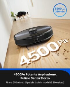 Proscenic M9 Robot Aspirapolvere Lavapavimenti con navigazione LiDAR e doppio panno rotante  