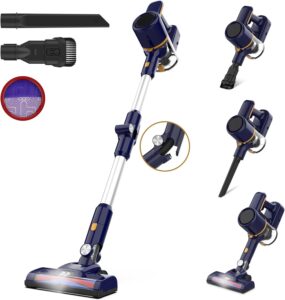 Aspirapolvere senza fili pieghevole con luce LED, ideale per pavimenti, tappeti e peli di animali  