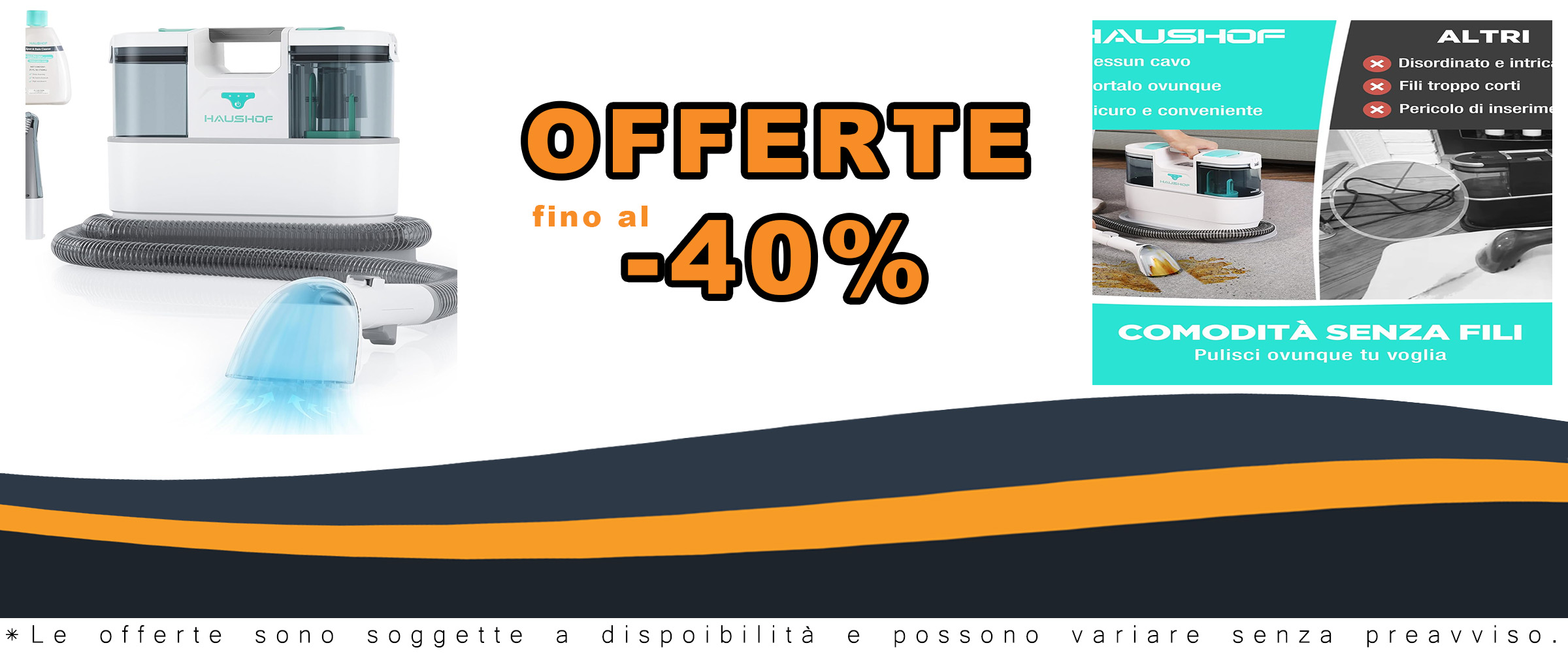 HAUSHOF StainZapper Air, lavatappeti portatile cordless con motore brushless, perfetto per divano, tappeti e sedili auto.