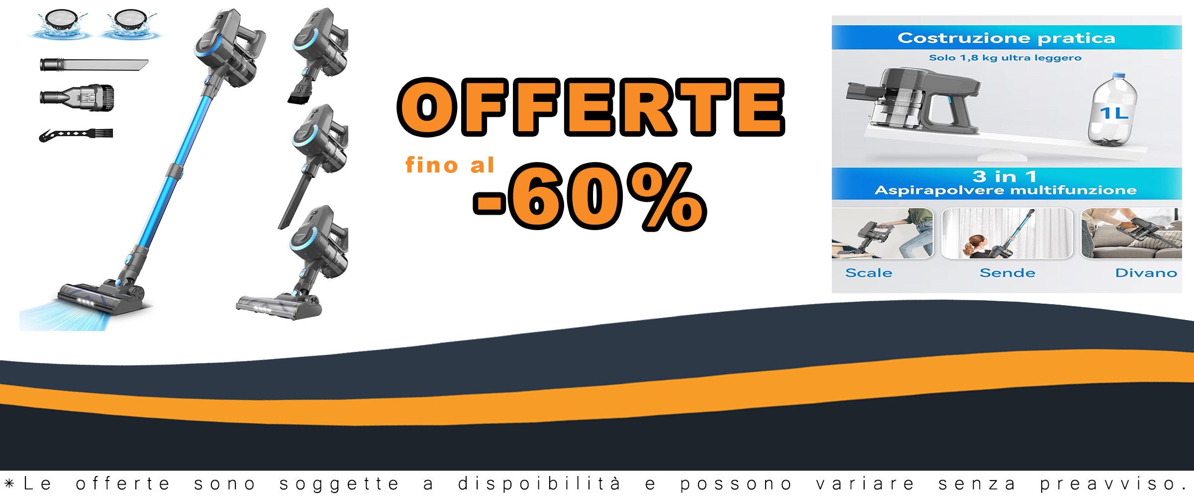 Aspirapolvere senza fili ultraleggero 6 in 1, potente e versatile, perfetto per pavimenti duri, moquette e peli di animali domestici