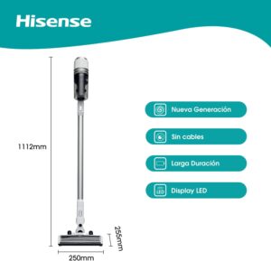 Hisense Aspirapolvere Senza Cavo HVC6134W, Scopa aspirante bianca, 4kg