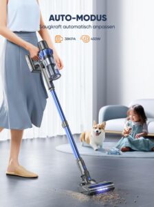 Buture Pro Aspirapolvere Senza Fili 450W/33Kpa, potente e versatile, ideale per pavimenti, tappeti e peli di animali.