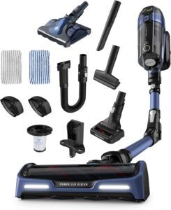 Aspirapolvere Rowenta RH9990 X-Force Flex 14.60, potente e versatile, colore nero/blu, con filtro HEPA e batteria lunga durata.