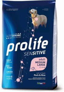 Prolife Sensitive Adult Medium/Large: mangime ipoallergenico per cani con sensibilità digestive.
