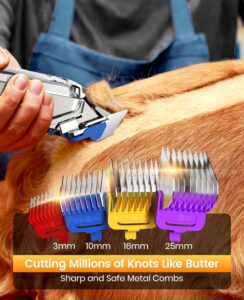Tosatrice professionale per cani oneisall senza fili, bassa rumorosità, ideale per ogni tipo di pelo, con pettini in metallo staccabili.