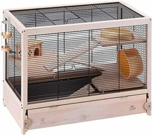 Ferplast Gabbia Criceti in legno FSC HAMSTERVILLE, struttura ecosostenibile, dimensioni 60x34x49 cm, perfetta per piccoli roditori.