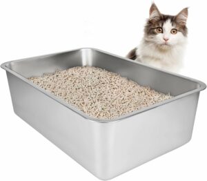 Lettiera per gatti grande in acciaio inox, antiodore e antiruggine