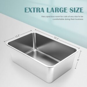 Lettiera per gatti grande in acciaio inox, antiodore e antiruggine