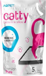 Lettiera al silicio per gatti: 12 confezioni da 5 litri, alta assorbenza.