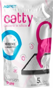 Lettiera al silicio per gatti: 12 confezioni da 5 litri, alta assorbenza.