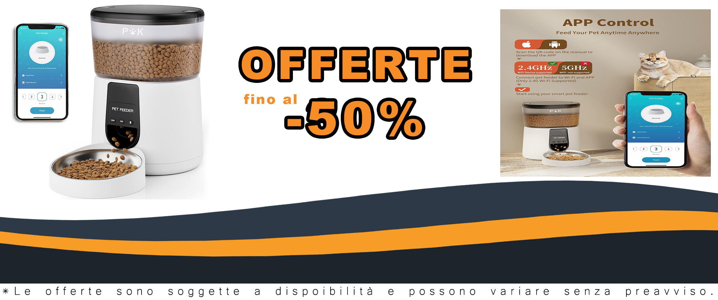Puppy Kitty Distributore Automatico Cibo per Gatti e Cani, 2.4G Wifi