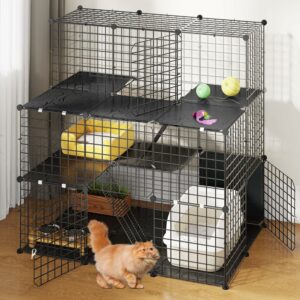 Gabbia spaziosa per gatti con balcone, ideale per interni.  