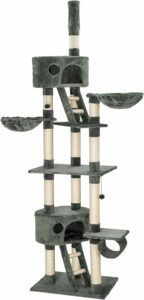 Albero tiragraffi Tectake® grigio con 2 casette, 3 piattaforme e barre in sisal  