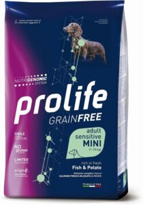 Cibo secco per cani adulti di taglia mini, grain free, con pesce e patate, confezione da 7 kg  