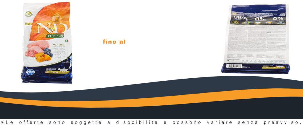 Sacco di crocchette N&D Pumpkin Cat Lamb & Blueberry per gatti sterilizzati