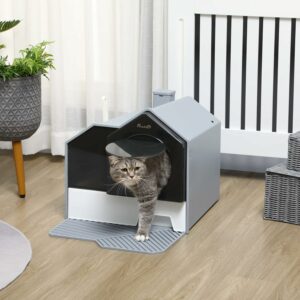 PawHut Lettiera per Gatti Chiusa con Coperchio, Vassoio Estraibile e Accessori Inclusi  