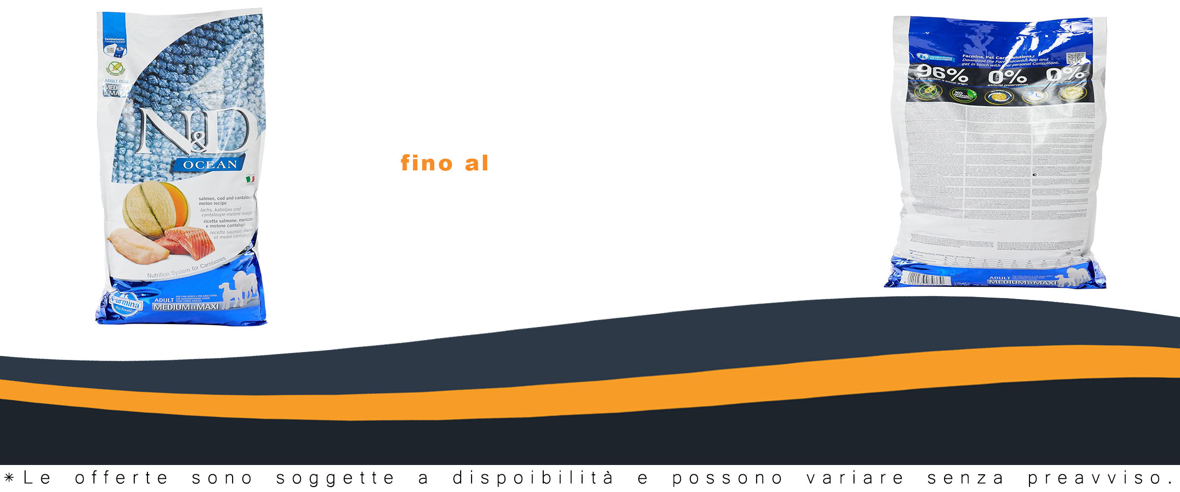 Immagine di N&D Ocean Dog Salmon, Cod and Cantaloupe Melon Adult Medium & Maxi 12 kg  